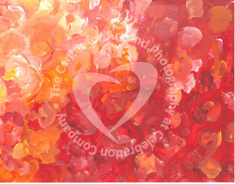 from the upper left corner radiating outward is a gradient of light orange to red swirls throughout