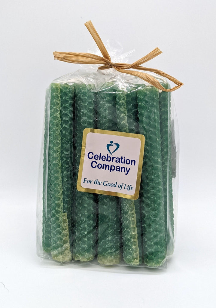 Package of 16 Just Blue Shabbat candles in clear package with top tied off.