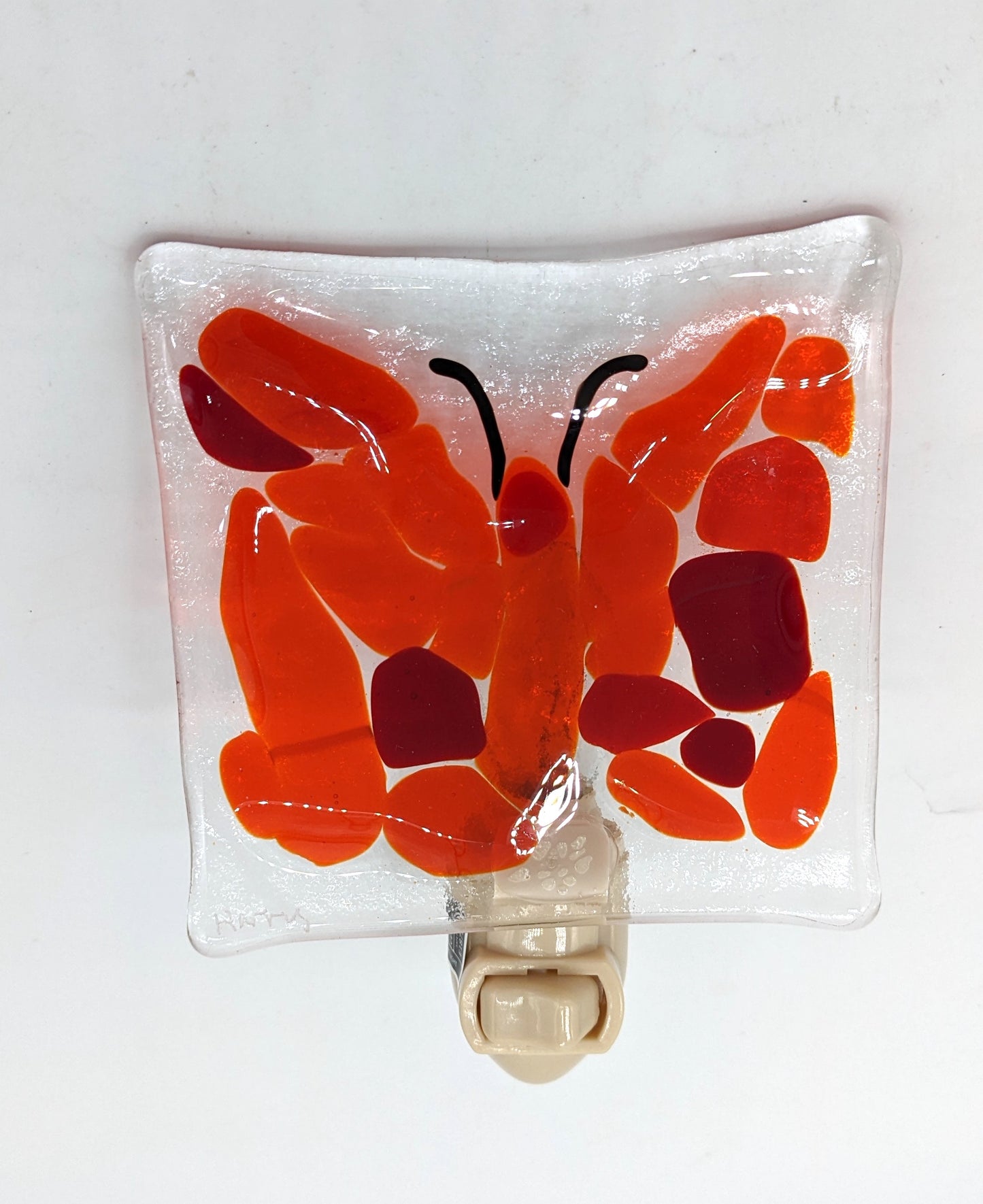 glass nightlight of red butterfly