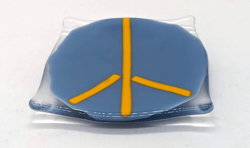 blue peace sign swoop plate