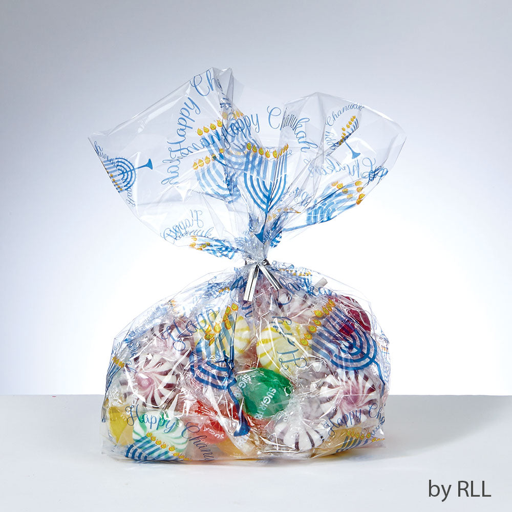 cellophane bag holding assorted hard candy