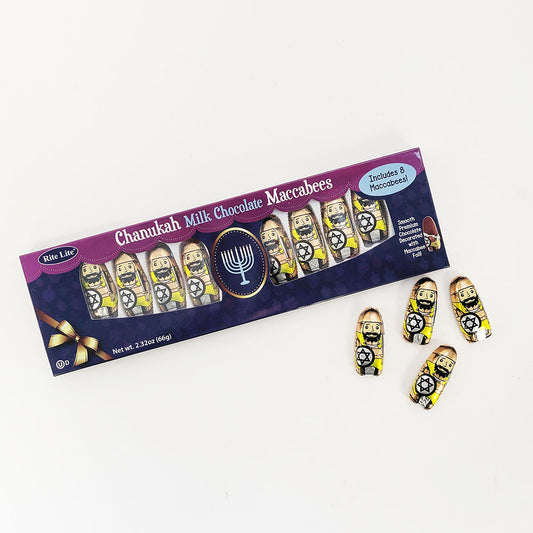 Box of Macabee- 4 wrapped like Macabees sitting outside the box