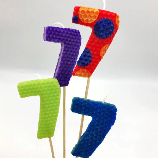 Birthday Candle Bundle On A Stick- Set of 5 Handmade All Natural Beeswax Birthday Candles