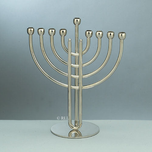 Modern style menorah with polished silver finish