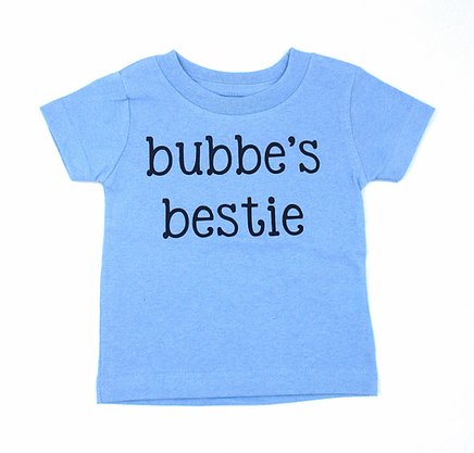 Blue tshirt with Bubbe's bestie slogan in black