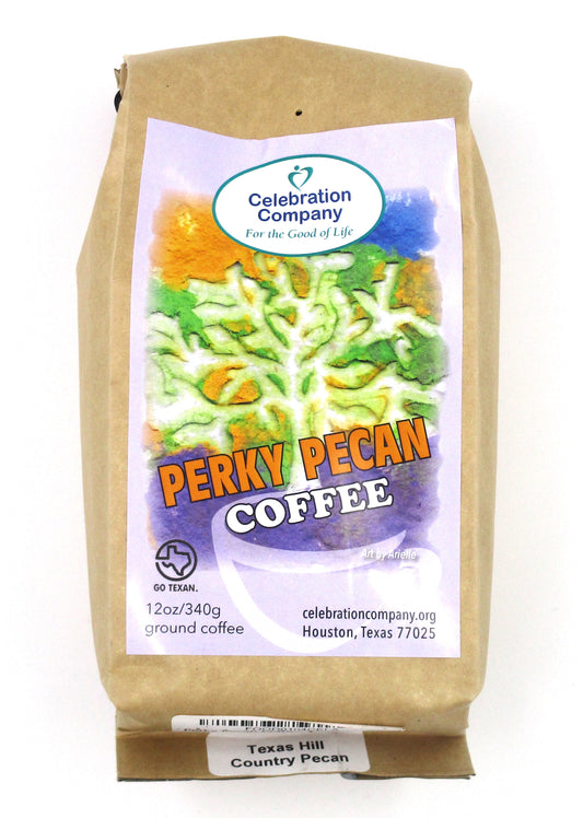 Package of Perky Pecan coffee