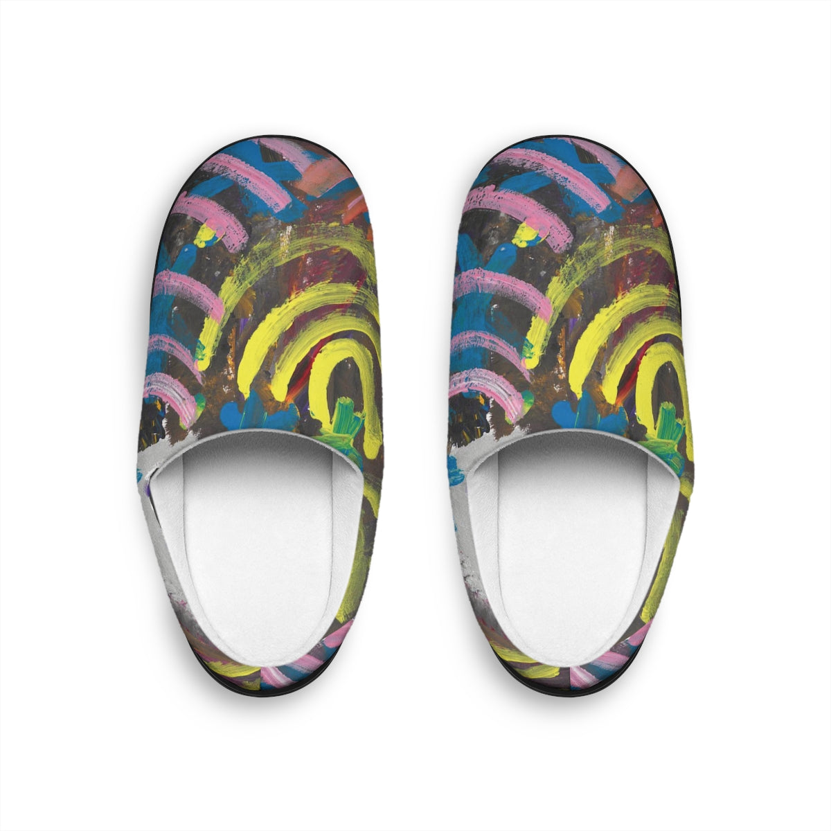 slippers with rainbow pattern