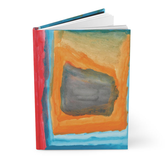 Journal of painting of orange square inside of blue, inside of a red square