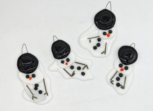 melted snowmen glass ornaments