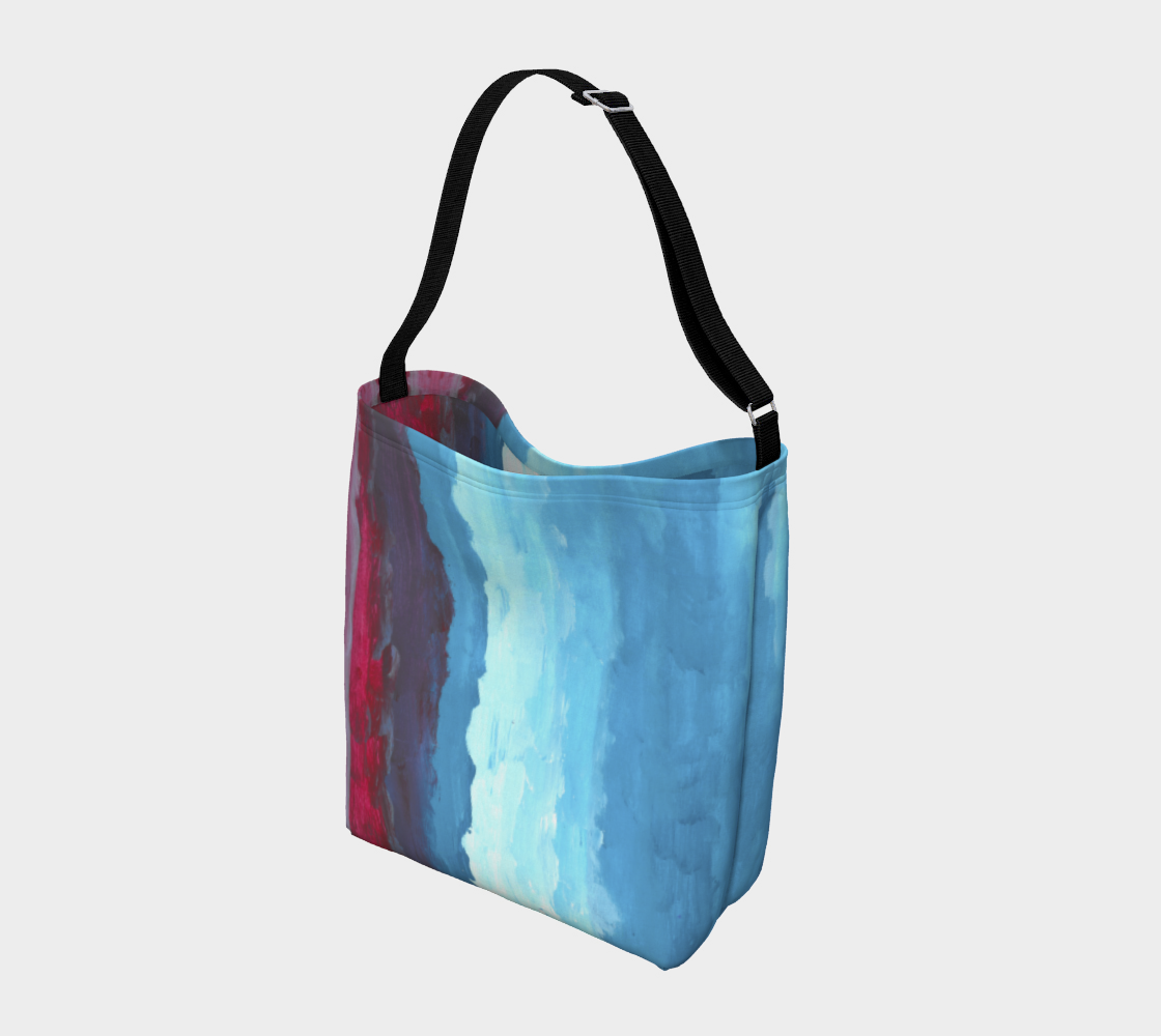 Crossbody bag with red, light blue and dark blue gradient design
