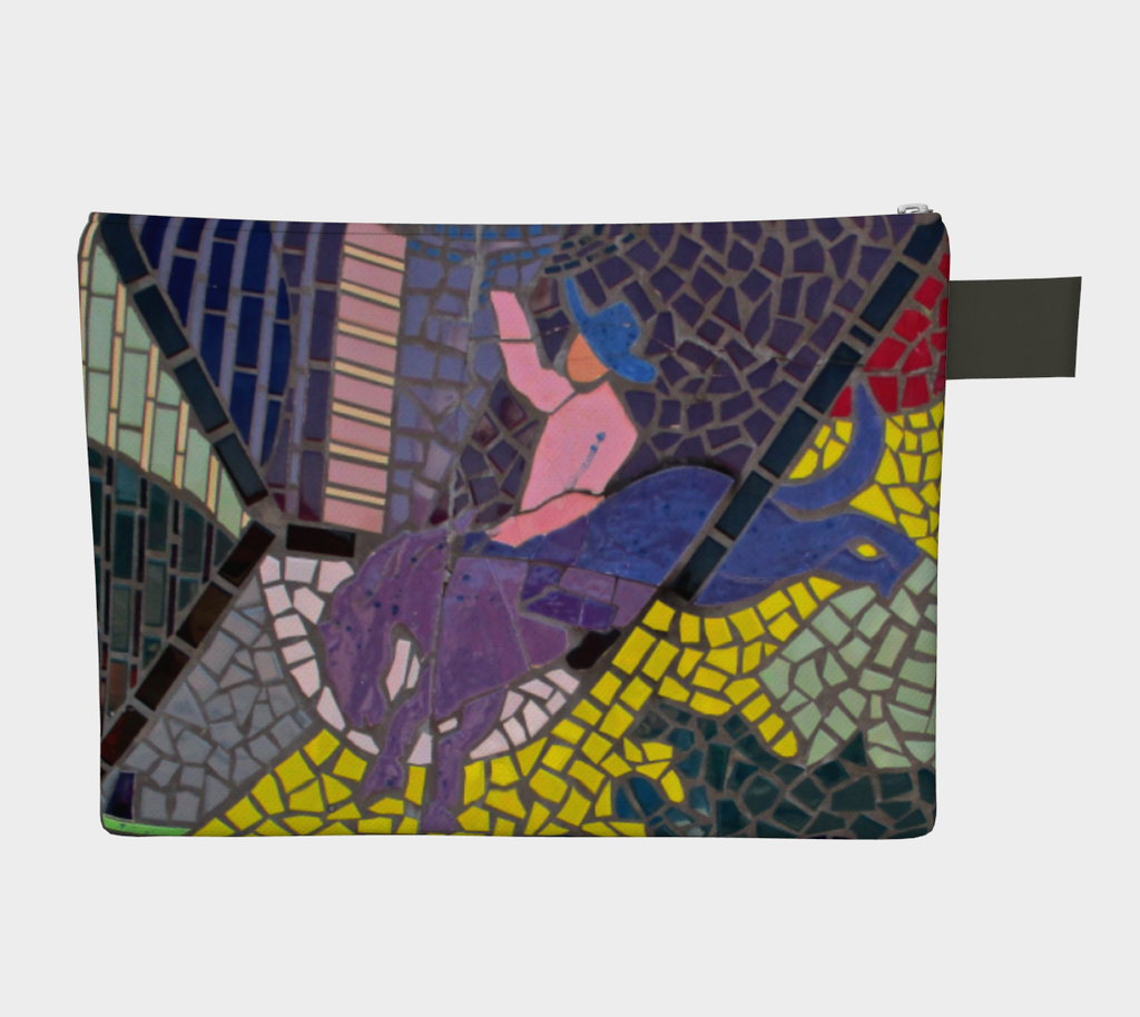 zipper pouch with a mosaic of the rodeo