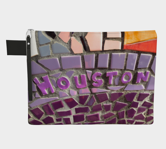 zipper pouch with a photograph of a mosaic with houston
