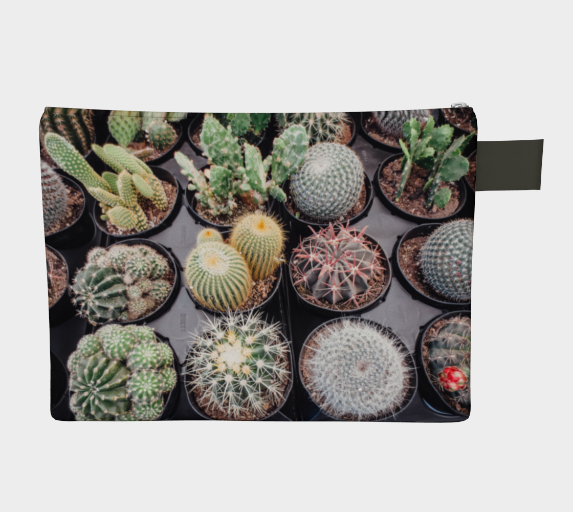 zipper pouch with pull tab with an image of succulents
