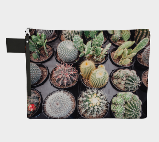 zipper pouch with pull tab with an image of succulents