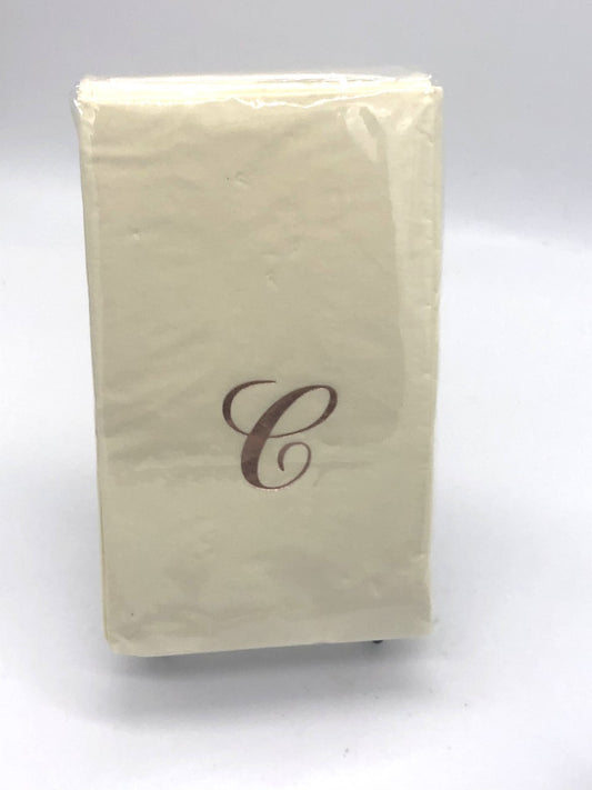 Ivory dinner napkins with monogrammed C