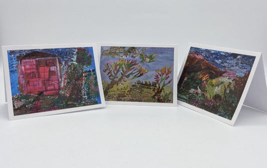 picture of three greeting cards of artwork by neville